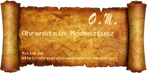 Ohrenstein Modesztusz névjegykártya